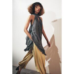 ZARA ZW COLLECTION EMBROIDERED HALTER DRESS